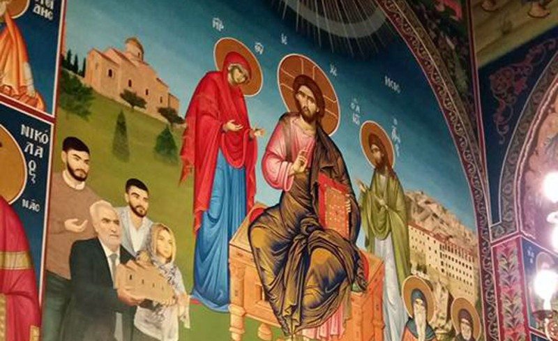 Η οικογένεια Σαββίδη σε αγιογραφία στον Ιερό Ναό Αγίου Πνεύματος στο Πρόχωμα Θεσσαλονίκης