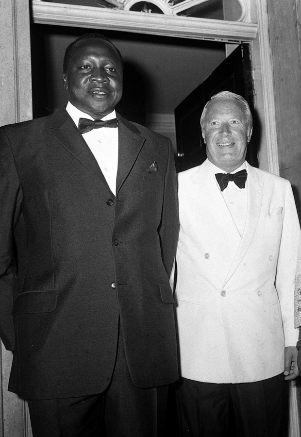 PA file photo dated 12 July 1971 of British Prime Minister Edward Heath (right) at No. 10 Downing Street with General Idi Amin, President of Uganda. Amin, who seized power in 1971 and was ousted in 1979 after a bloody reign of terror, has died aged 80, on Saturday 16 August 2003 according to hospital officials in Jiddah, Saudi Arabia, where he lived in exile following his years as president. EPA PHOTO/PA FILES/- UK OUT
