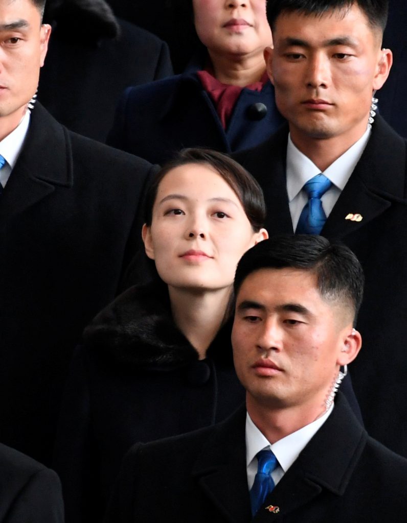 North Korea's leader Kim Jong Un's younger sister Kim Yo Jong arrives at Incheon International Airport, South Korea, in this photo taken by Kyodo February 9, 2018. Mandatory credit Kyodo/via REUTERS ATTENTION EDITORS - THIS IMAGE WAS PROVIDED BY A THIRD PARTY. MANDATORY CREDIT. JAPAN OUT. NO COMMERCIAL OR EDITORIAL SALES IN JAPAN.