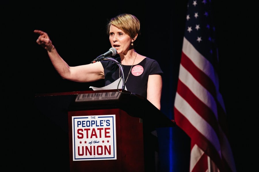 epa06614656 (FILE) - US actress Cynthia Nixon attends 'The People's State of the Union' event in New York, New York, USA, 29 January 2018. The 'The People's State of the Union' is a public alternate to tomorrow's State of the Union speech by President Donald Trump. According to media reports on 19 March 2018 that cite a social media account of Cynthia Nixon, the 'Sex and the City' actress plans to run for New York governor. EPA/ALBA VIGARAY *** Local Caption *** 54074890