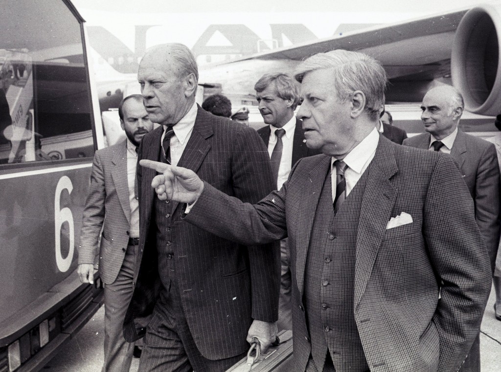 Με τον πρώην πρόεδρο των ΗΠΑ Τζέραλντ Φορντ στο Αμβούργο το 1985 (REUTERS/Ulli Michel/Files)