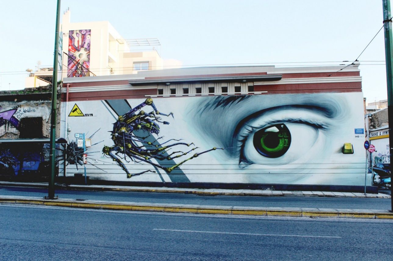 Από τα πιο πολυφωταγραφημένα γκραφίτι της Αθήνας, το Access Control του iNO στην οδό Πειραιώς , το οποίο έχει γίνει και εξώφυλλο στο The New York Times