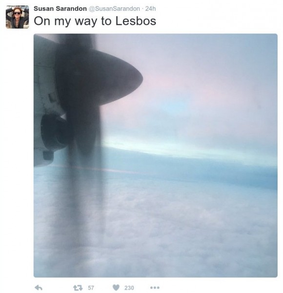 Η ανάρτηση που έκανε στο twitter για το ταξίδι της στη Λέσβο