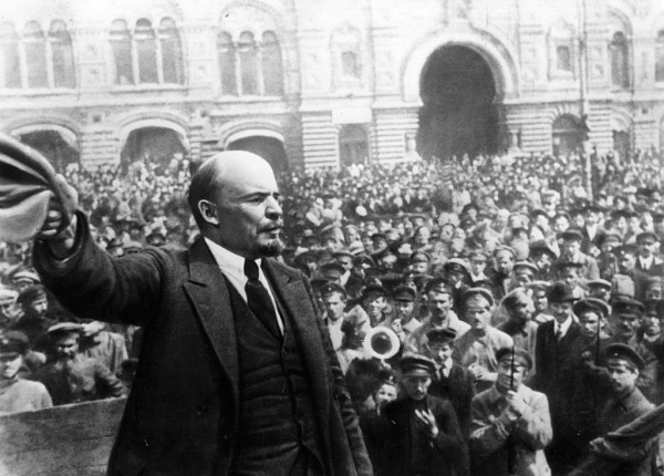 Vladimir Ilyich Lenin (1870 - 1924), Russian revolutionary, making a speech in Moscow.  Original Publication: People Disc - HG0194   (Photo by Keystone/Getty Images)