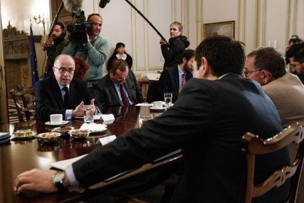 Meeting between the Prime Minister of Greece, Alexis Tsipras, the Minister of Interior of France Bernard Cazeneuve and the Minister of Interior of Germany Thomas de Maiziere, in Athens, on Feb. 5, 2016 / Συνάντηση του Πρωθυπουργού Αλέξη Τσίπρα με τον Υπουργό Εσωτερικών της Γαλλίας Bernard Cazeneuve και τον Υπουργό Εσωτερικών της Γερμανίας Thomas de Maiziere, στην Αθήνα, στις 5 Φεβρουαρίου, 2016