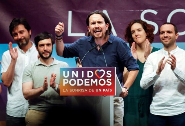 Podemos (We Can) leader Pablo Iglesias, now running under the coalition Unidos Podemos (Together We Can), delivers a speech during the last campaign rally for Spain's upcoming general election in Madrid, Spain, June 24, 2016. REUTERS/Andrea Comas