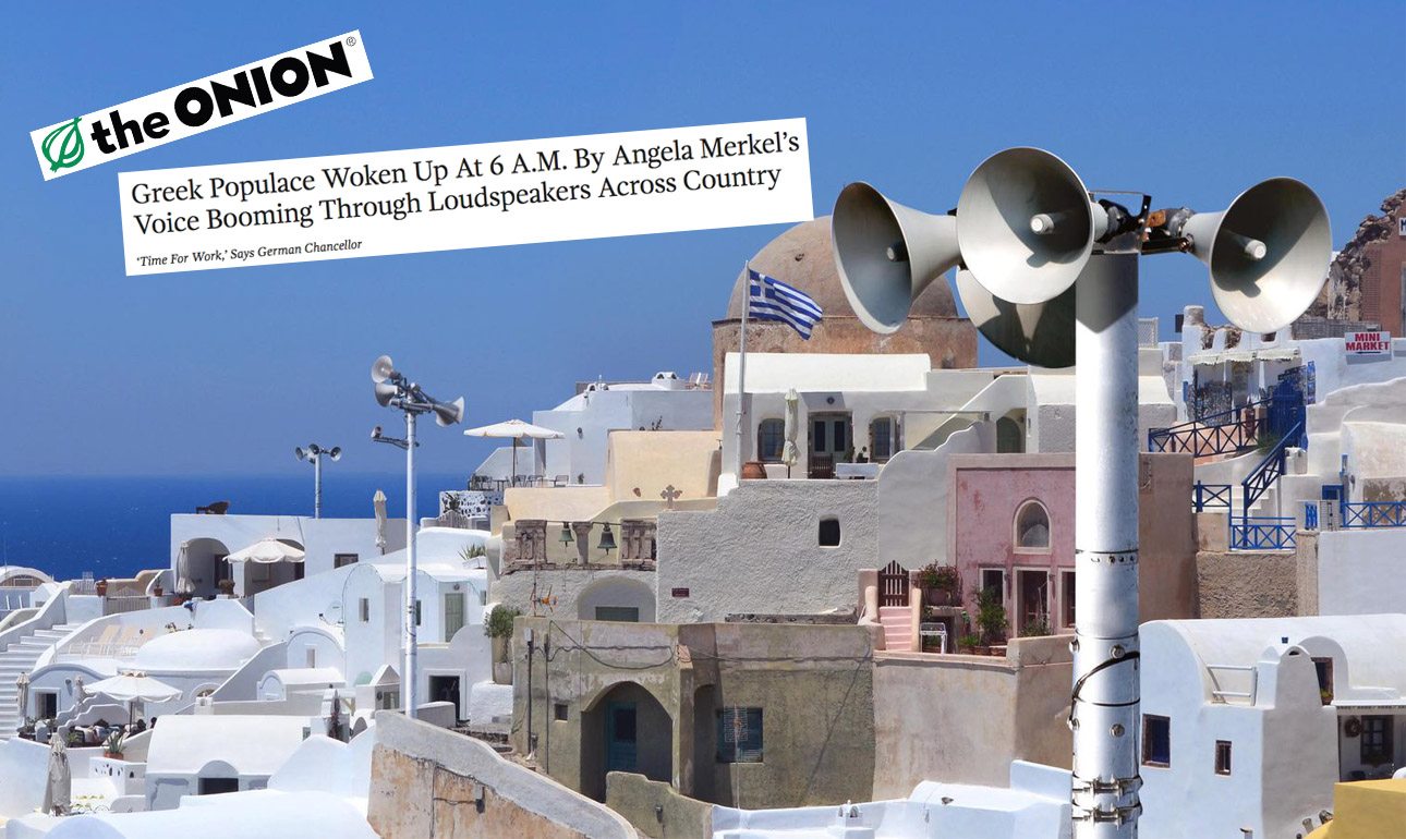 Το σατιρικό site «The Onion» βάζει τη Μέρκελ… επιστάτη στην Ελλάδα