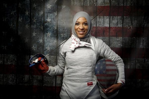 U.S. Olympic team fencer Ibtihaj Muhammad poses for a portrait at the U.S. Olympic Committee Media Summit in Beverly Hills, Los Angeles, California, March 9, 2016. REUTERS/Lucy Nicholson