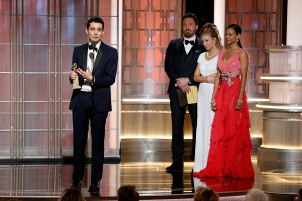 Director Damien Chazelle holds the award for Best Director - Motion Picture for "La La Land" during the 74th Annual Golden Globe Awards show in Beverly Hills, California, U.S., January 8, 2017. Paul Drinkwater/Courtesy of NBC/Handout via REUTERS ATTENTION EDITORS - THIS IMAGE WAS PROVIDED BY A THIRD PARTY. NO RESALES. NO ARCHIVE. For editorial use only. Additional clearance required for commercial or promotional use, contact your local office for assistance. Any commercial or promotional use of NBCUniversal content requires NBCUniversal's prior written consent. No book publishing without prior approval.