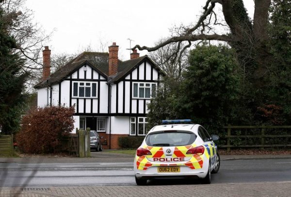 A police car drives past an address which has been linked by local media to former British intelligence officer Christopher Steele, who has been named as the author of an intelligence dossier on President-elect Donald Trump, in Wokingham, Britain, January 12, 2016. REUTERS/Peter Nicholls