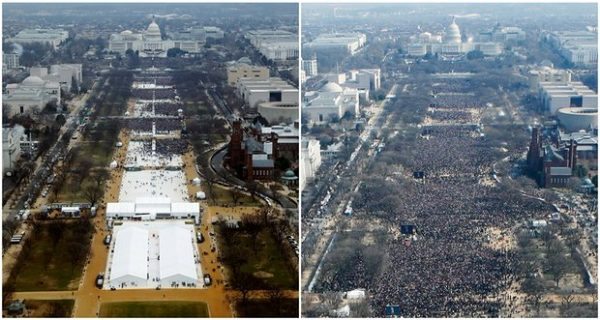 Μία από τις εικόνες που εξόργισαν τον Τραμπ. Αριστερά το 2017, δεξιά το 2009...