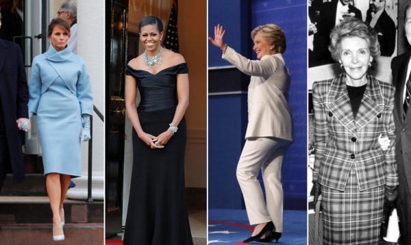 Από αριστερά: Μελάνια Τραμπ, Μισέλ Ομπάμα, Χίλαρι Κλίντον και Νάνσι Ρίγκαν, όλες ντυμένες με Ralph Lauren