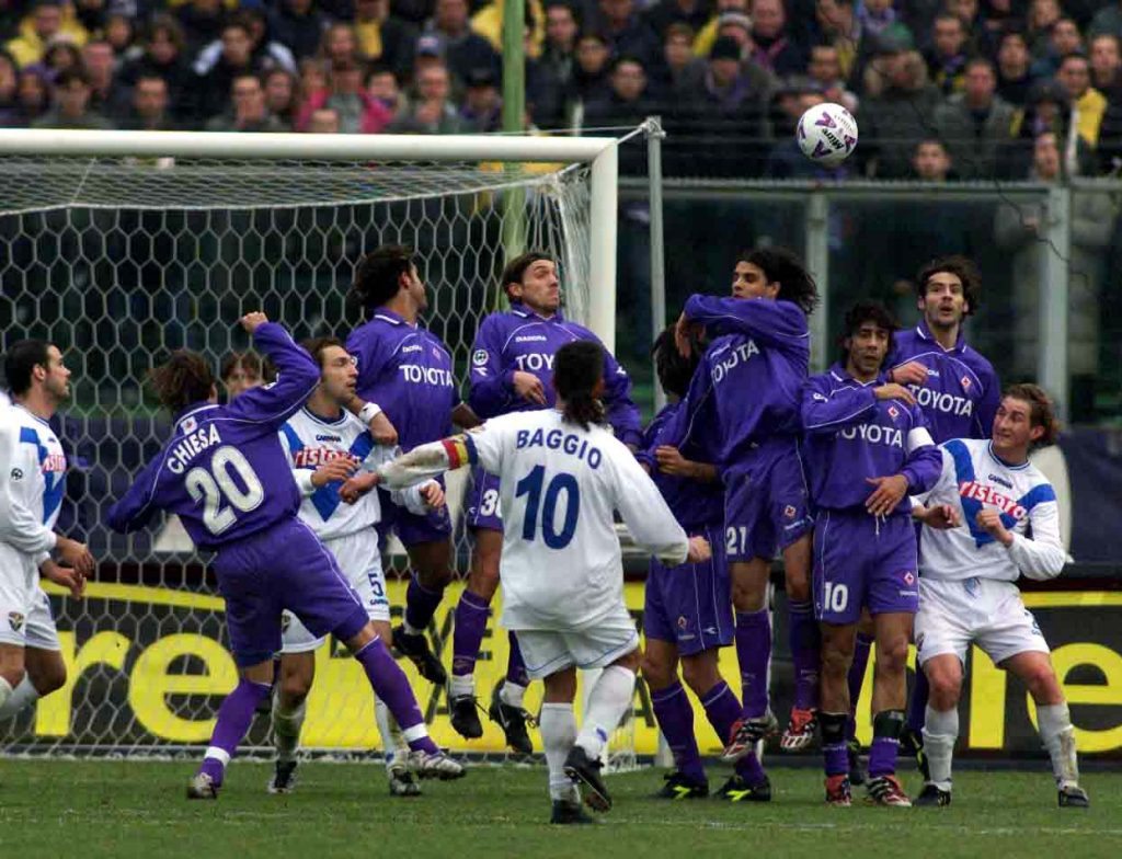 24 Feb 2001: Roberto Baggio of Brescia scores a goal during a Serie A 20th Round League match between Fiorentina and Brescia played at the Artmio Franchi stadium in Florence. Mandatory Credit: Grazia Neri/ALLSPORT