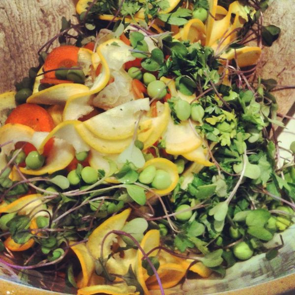 Raw Salad - yellow zucchini- baby kale sprouts- snow peas- carrots