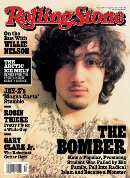 Το τεύχος που κυκλοφόρησε στις 17 Ιουλίου 2013 απεικόνιζε στο εξώφυλλο τον βομβιστή του Μαραθωνίου της Βοστώνης, φιλοξενώντας μακροσκελές άρθρο με την ιστορία του. Το Rolling Stone, μετά την κατακραυγή, εξέδωσε ανακοίνωση: «Οι καρδιές μας είναι στα θύματα της επίθεση του Μαραθωνίου της Βοστώνης και οι σκέψεις μας σε εκείνους και τις οικογένειές τους. Το θέμα που δημοσιεύουμε αυτήν την εβδομάδα εμπίπτει στις πρακτικές της δημοσιογραφίας και της μακρόχρονης δέσμευσης του Rolling Stone για σοβαρή και σε βάθος κάλυψη των σημαντικότερων πολιτικών και πολιτιστικών θεμάτων της εποχής μας. Το γεγονός ότι ο βομβιστής είναι νέος και στην ίδια ηλικιακή ομάδα με πολλούς αναγνώστες μας, καθιστά ακόμη πιο σημαντικό για εμάς να εξετάσουμε την πολυπλοκότητα του θέματος και να κατανοήσουμε καλύτερα πώς συνέβη μια τέτοια τραγωδία». 