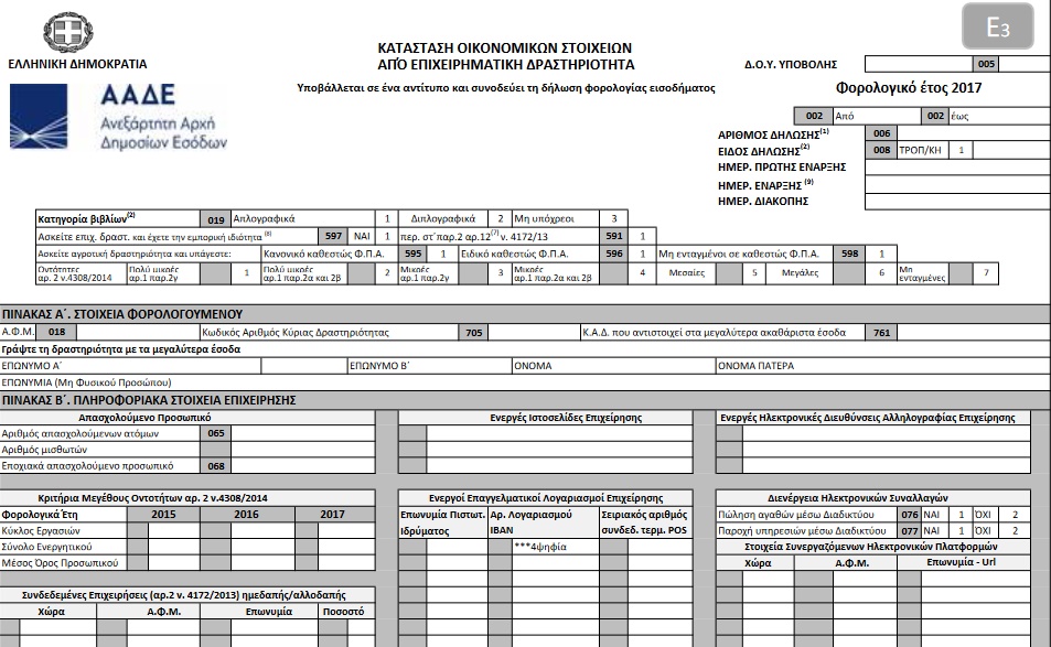 ΑΑΔΕ: Σε διαβούλευση η νέα μορφή του Ε3