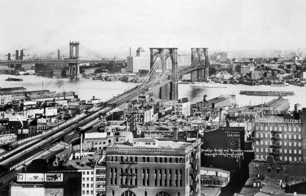 Η διάσημη Γέφυρα του Μπρούκλιν στη Νέα Υόρκη όπως ήταν το 1919