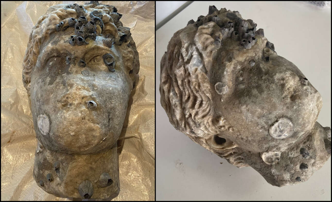 Κεφαλή αγάλματος ρωμαϊκής περιόδου ανασύρθηκε από τη θάλασσα της Πρέβεζας