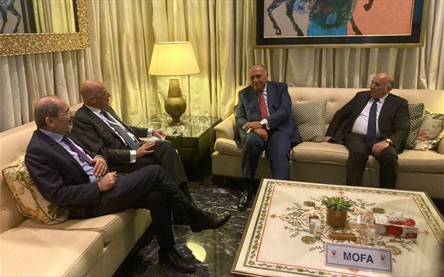 Συνάντηση Δένδια με τους ΥΠΕΞ Αιγύπτου, Ιορδανίας, Ιράκ και τον γ.γ. του Αραβικού Συνδέσμου