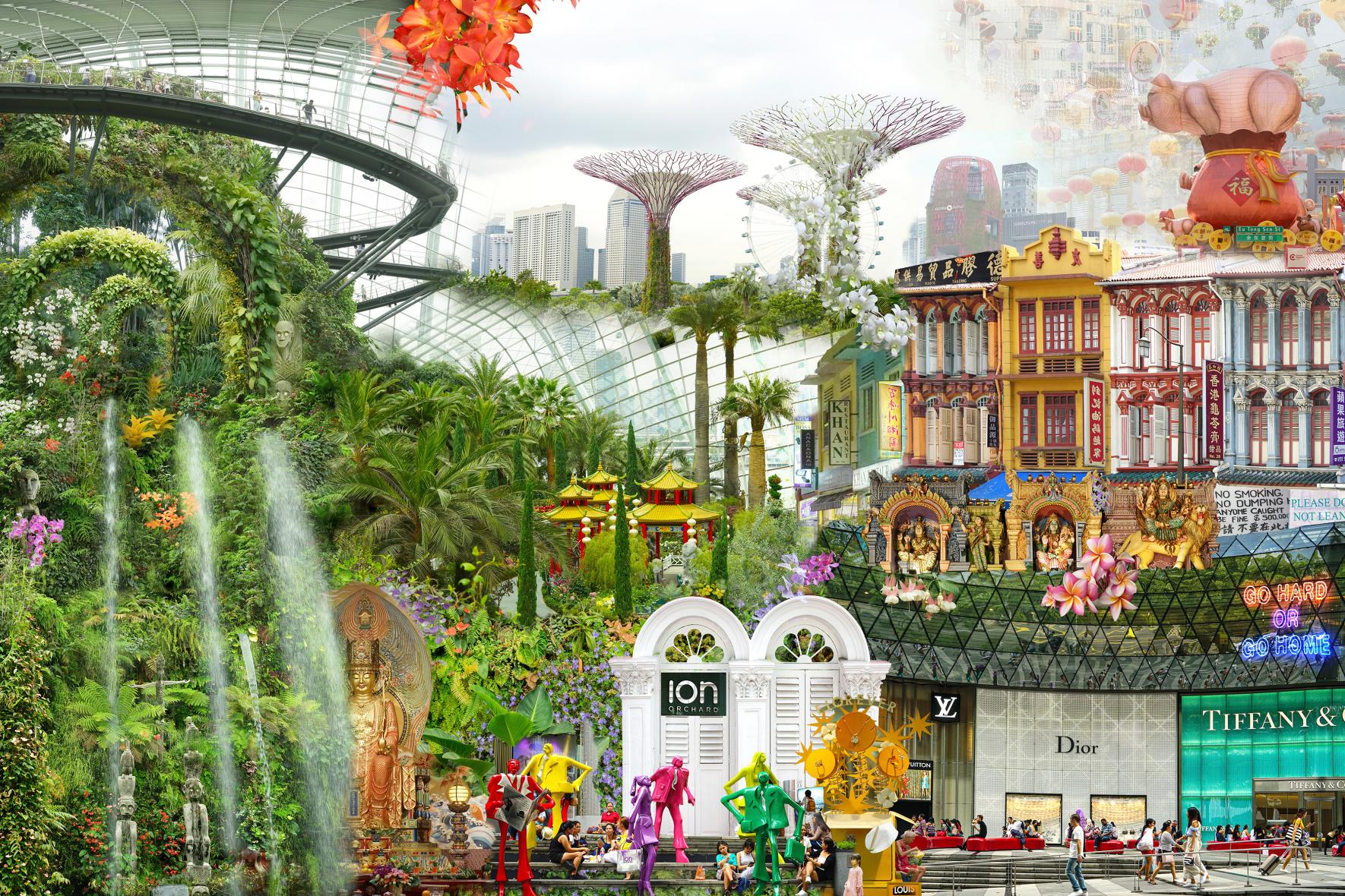 Eνα «κάδρο» από τους κήπους της Σιγκαπούρης, εκεί που η φύση συναντά την τεχνολογία αλλά και τον (πανάκριβο) καταναλωτισμό. 