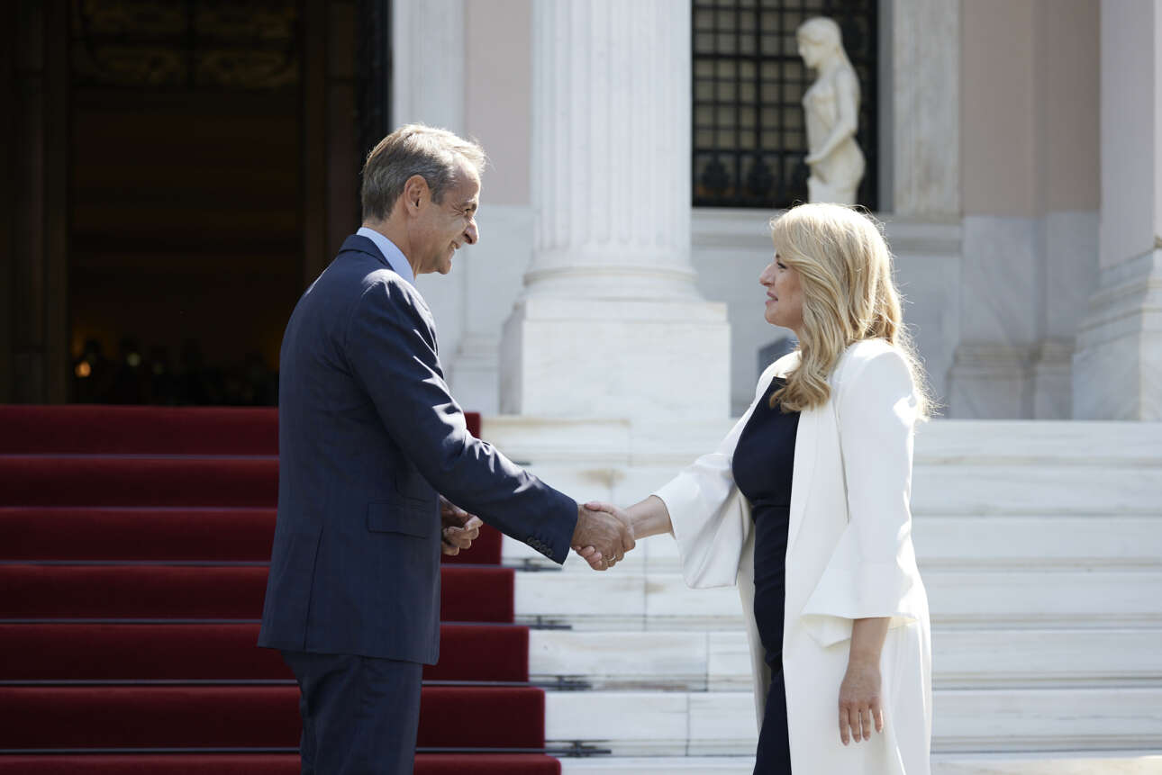 Μητσοτάκης με την πρόεδρο της Σλοβακίας: Απαράδεκτες απειλές και αμφισβήτηση της ελληνικής κυριαρχίας από τον Ερντογάν