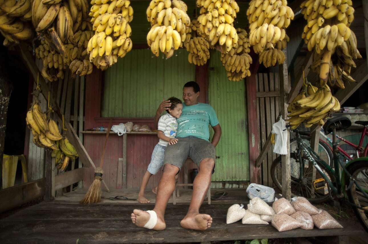 Μπανάνες και όσπρια πουλάει ο άνθρωπος, δηλαδή άμυλο του Θεού, να τρώει η φτωχογειτονιά και να στυλώνεται, να μην παραπατάει στις φαβέλες, να ’χει τα χρήσιμα ποδάρια της γερά: τέτοιο φαΐ δεν παχαίνει, ομορφαίνει – το δείχνουν άλλωστε τα λαμπερά χαμόγελα ευτυχίας και του πατέρα και του γιου σε αυτό το εμπορικό παράπηγμα του Ρίο ντε Τζανέιρο