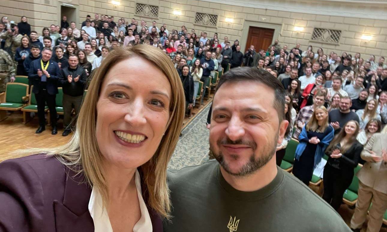 Η πρόεδρος του Ευρωπαϊκού Κοινοβουλίου συναντήθηκε με τον Ζελένσκι