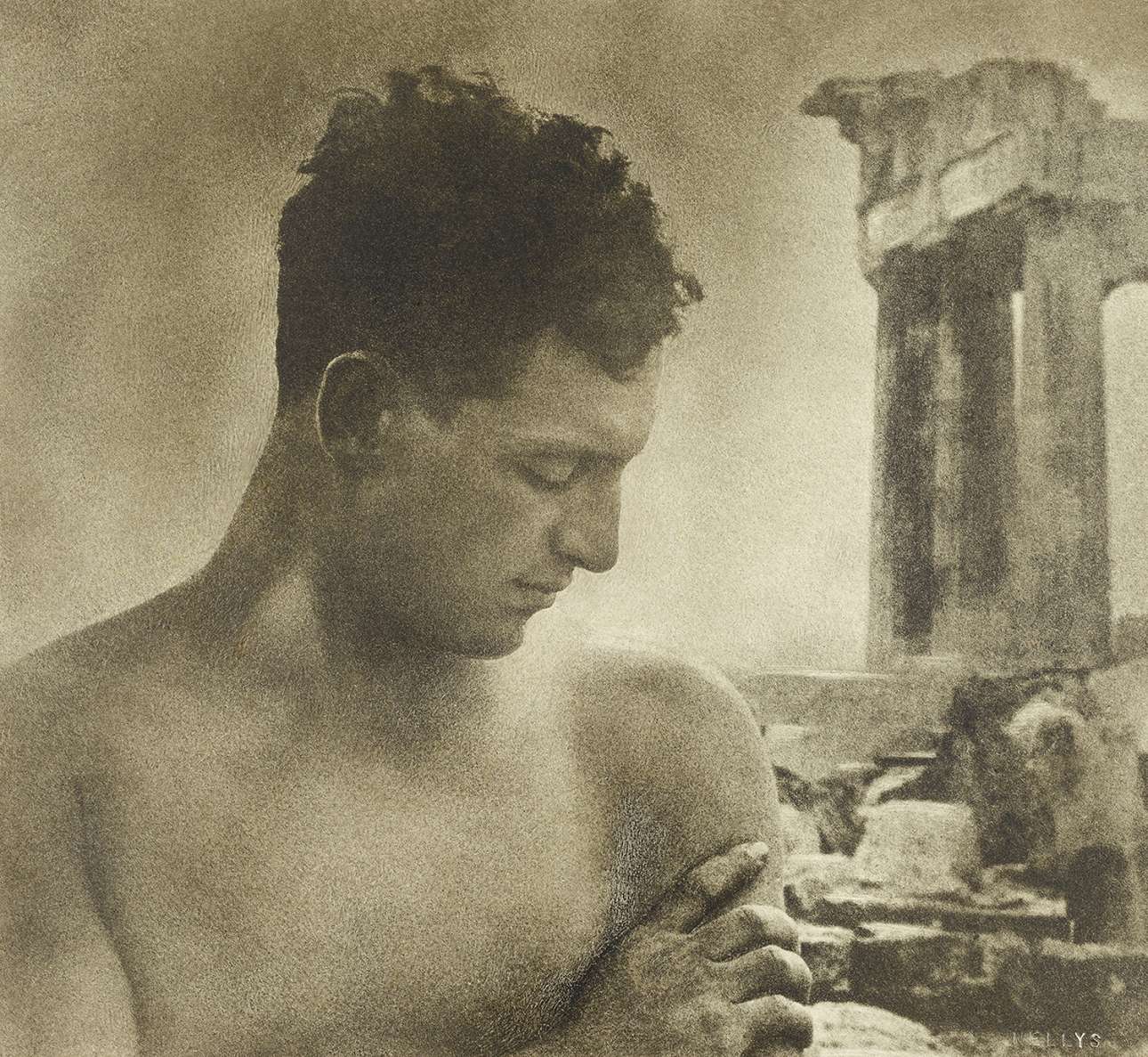Ο αθλητής Δημήτρης Καραμπάτης στην Ακρόπολη, στις αρχές του 1925 