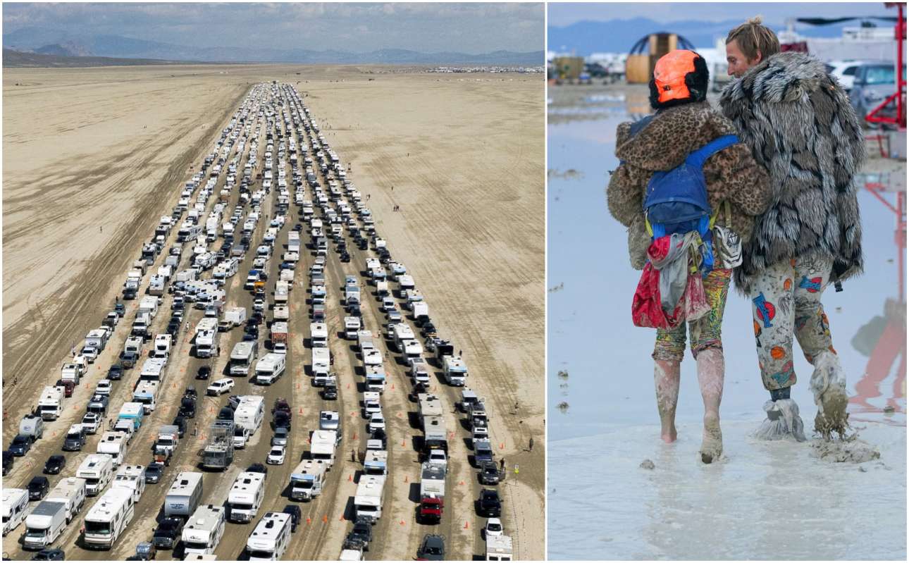 Η μεγάλη φυγή των εγκλωβισμένων από τον λασπότοπο του «Burning Man»