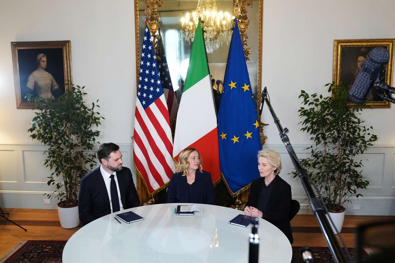 Ρώμη: Συνάντηση Βανς με Φον ντερ Λάιεν και Μελόνι