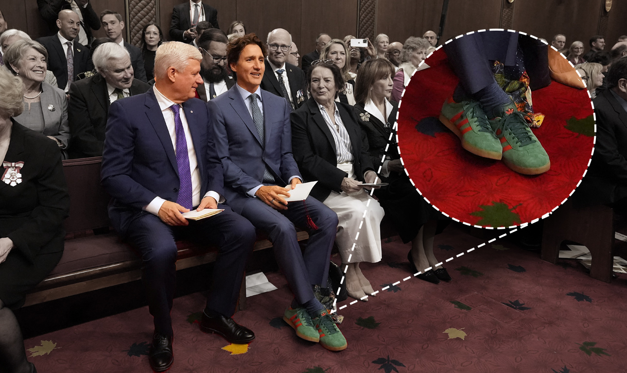 Ο Τριντό φόρεσε τιρκουάζ Adidas στην ομιλία του Καρόλου